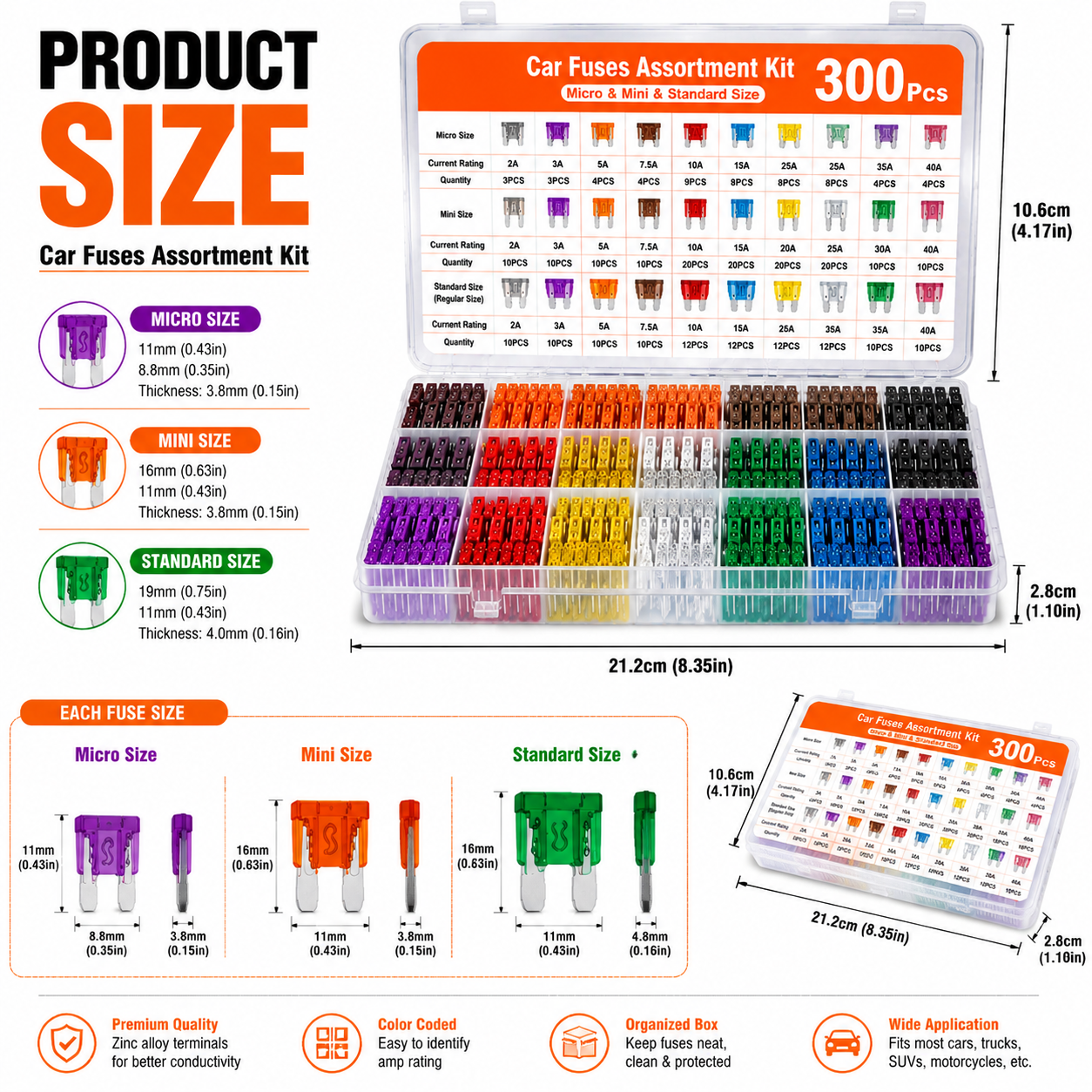 🏆Ultimate Ultimate 300Pcs Car Fuse Assortment Kit | Micro, Mini, Standard