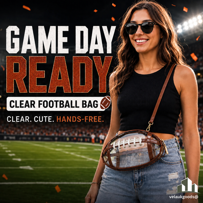 🏈 Clear Football-Shaped Crossbody Bag – Game-Day Style Meets Everyday Convenience ✨