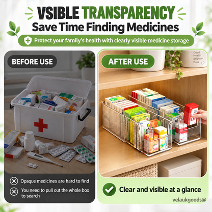 🔥Transparent telescopic medicine holder — Extendable, perfect for tidying up your cabinet 💊