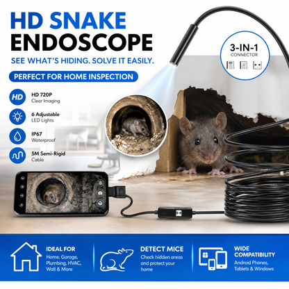 🔍 50% OFF | 3-in-1 HD Endoscope Camera