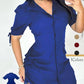 Women's short-sleeved button-down shirt dress