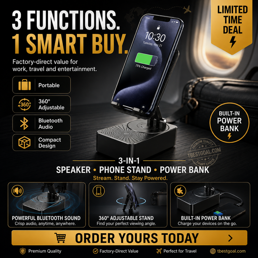 Gift Choice - 3 in1 - Wireless Bluetooth Speaker, Charging Station, Phone Stand