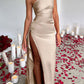 🎁New arrival 50% OFF💥Fits Your Curves Satin One Shoulder Drape Slit Maxi Dress