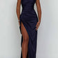 🎁New arrival 50% OFF💥Fits Your Curves Satin One Shoulder Drape Slit Maxi Dress
