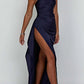 🎁New arrival 50% OFF💥Fits Your Curves Satin One Shoulder Drape Slit Maxi Dress