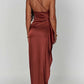 🎁New arrival 50% OFF💥Fits Your Curves Satin One Shoulder Drape Slit Maxi Dress
