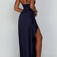 🎁New arrival 50% OFF💥Fits Your Curves Satin One Shoulder Drape Slit Maxi Dress