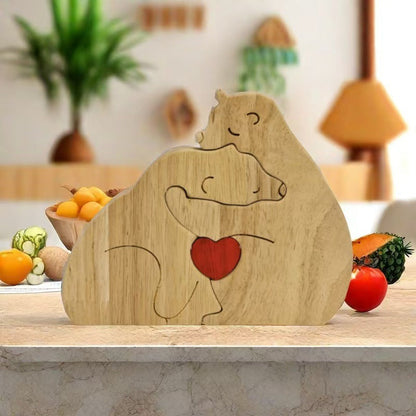 Wooden Bear Family Puzzle Ornament