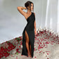 🎁New arrival 50% OFF💥Fits Your Curves Satin One Shoulder Drape Slit Maxi Dress