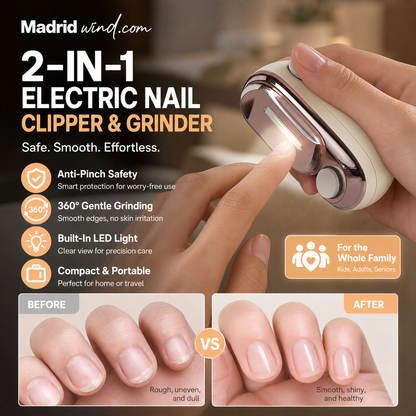 🎉 2026 Sale — Over 113,000 Sold! ✂️ 2-in-1 Smart Electric Nail Clipper & Polisher – Anti-Pinch Safety & LED Light 💅