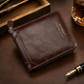 Men's Short Vintage Wallet with Full Zip Closure and Trifold Design