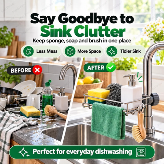 🧽 Stainless Sink Organiser | Clamp-On Rack