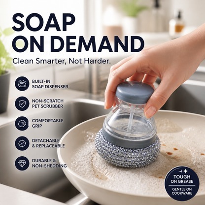 🥳HOT SALE🥳💞10K+ SOLD! Scrubber Brush – From £4.99! Built-in soap, non-scratch & ergonomic. Clean pots easily – grab yours! ✅