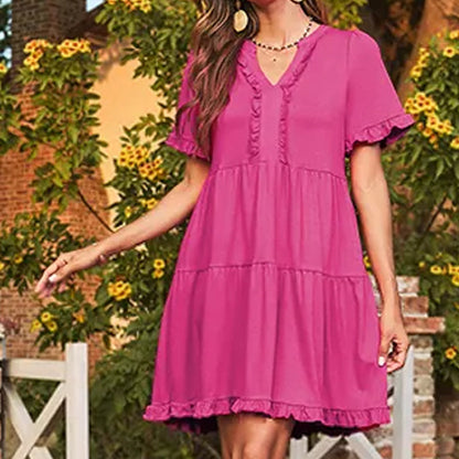 💕2026 New Arrivals 70% OFF!!💃👗Women's Ruffle Trim V-Neck Tiered Dress