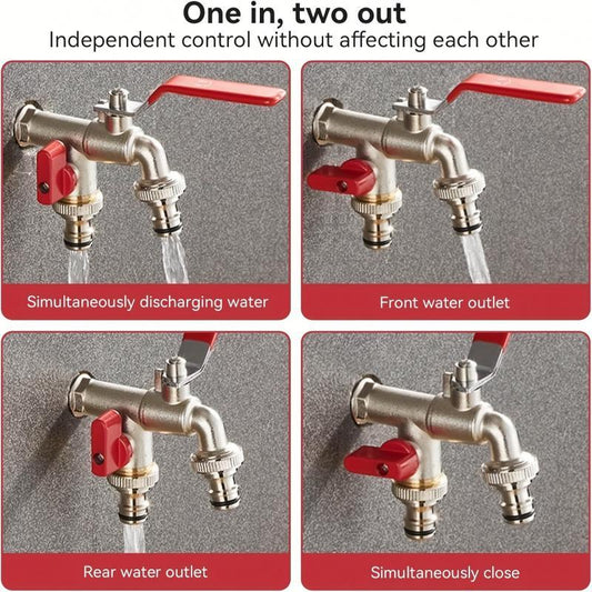 📢📢50% OFF !! ⏰Universal Stainless Steel Double Outlet Garden Water Faucet