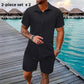 🥳2026 HOT SALE🥳💞50K+ SOLD!💥50% OFF! Men's Jacquard Shirt & Shorts Set – Easy-fit comfort for warm days! Breathable fabric, no ironing needed. Perfect for garden or seaside.