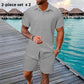 🥳2026 HOT SALE🥳💞50K+ SOLD!💥50% OFF! Men's Jacquard Shirt & Shorts Set – Easy-fit comfort for warm days! Breathable fabric, no ironing needed. Perfect for garden or seaside.