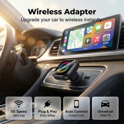 📱50% OFF NOW! 🔥【Plug and Play! Wireless Connection 🔥 2-in-1 Wireless Adapter - iPhone & Android Auto, turn your car into a smart cinema in seconds】