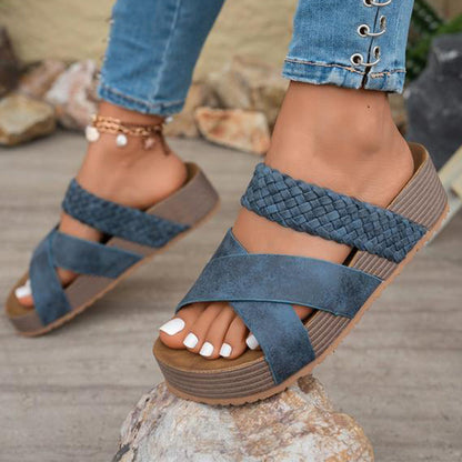 🎁2026 New Arrivals 50% OFF💥Women's Criss-Cross Woven Strap Wedge Sandals – Comfortable, Stylish & Perfect for Summer Days ☀️