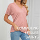 🌸Last Day Promotion：ONLY ￡11.99!!🌸Women's V-Neck Loose Soft Solid Color Short Sleeve Top