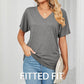 🌸Last Day Promotion：ONLY ￡11.99!!🌸Women's V-Neck Loose Soft Solid Color Short Sleeve Top