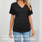 🌸Last Day Promotion：ONLY ￡11.99!!🌸Women's V-Neck Loose Soft Solid Color Short Sleeve Top