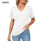 🌸Last Day Promotion：ONLY ￡11.99!!🌸Women's V-Neck Loose Soft Solid Color Short Sleeve Top