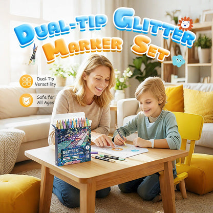 🔥 Hot sale 50% OFF🔥24 Colors Dual-Tip Glitter Marker Set