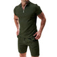 ⚡ 50% OFF FLASH SALE! Summer Zip-Neck Shirt & Shorts Set – Breathable, Lightweight & Effortlessly Stylish ☀️🌬️🔥【Limited Time】