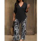 🥳2026 HOT SALE 50% OFF! 🥳 💞Women's V-Neck Blouse & Printed Wide-Leg Pants Set