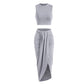 Sleeveless Crop Top & Draped High Slit Skirt Outfit