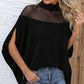 🦇 50% OFF NOW! 🖤 Women's High-Neck Batwing Blouse – Sheer Panel & Loose Fit ✨