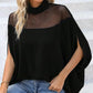 🦇 50% OFF NOW! 🖤 Women's High-Neck Batwing Blouse – Sheer Panel & Loose Fit ✨