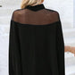 🦇 50% OFF NOW! 🖤 Women's High-Neck Batwing Blouse – Sheer Panel & Loose Fit ✨