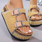 ⏳Time-Limited Special⏰Double Buckle Cork Slide Sandals – Sparkling, Comfy & Effortlessly Chic – Perfect for Summer & Beach ✨