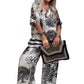📢📢50% OFF !! ⏰Women's Casual Printed V-Neck Top and Long Pants Set