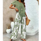 ⏳Time-Limited Special 50% OFF⏰Women's Two-Piece Leaf Print Wide-Leg Pants Set