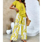 ⏳Time-Limited Special 50% OFF⏰Women's Two-Piece Leaf Print Wide-Leg Pants Set