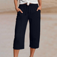 🏖️Summer Sale-50% OFF✨Women's Solid-Color Pleated Cotton-Linen Cropped Pants