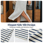 Women's Stylish Striped Collared Short-Sleeve Dress