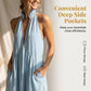 Women's Summer Halter Neck V-Neck Maxi Dress