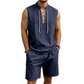 🧵 LIMITED-TIME 50% OFF! ✨ Men's Linen Sleeveless Set – Top & Shorts, Lace-Up, 7 Colors ☀️