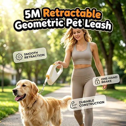 ⏰🎁Geometric Retractable Pet Leash with One-Button Lock