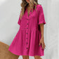 Shirt Neck Short Sleeve Button Midi Dress