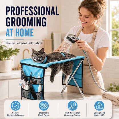 ⏳Limited-time 50% off⏰2-in-1 Foldable Pet Grooming Bed– A Safer, Calmer Way To Trim, Wash & Care At Home 🐱🛋️