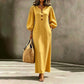 Women's Casual V-Neck Maxi Dress with Puff Sleeve
