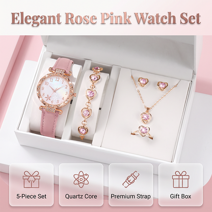 Women's 5-Piece Watch Jewelry Set