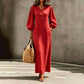 Women's Casual V-Neck Maxi Dress with Puff Sleeve