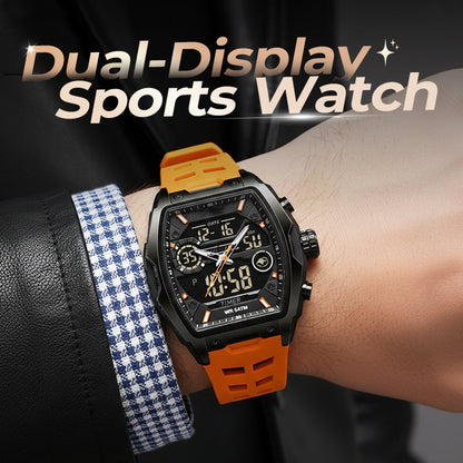 Men's Dual Display Sports Watch with Luminous Dial