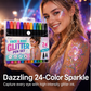 24-Color Face & Body Glitter Marker Set with Dual Tips